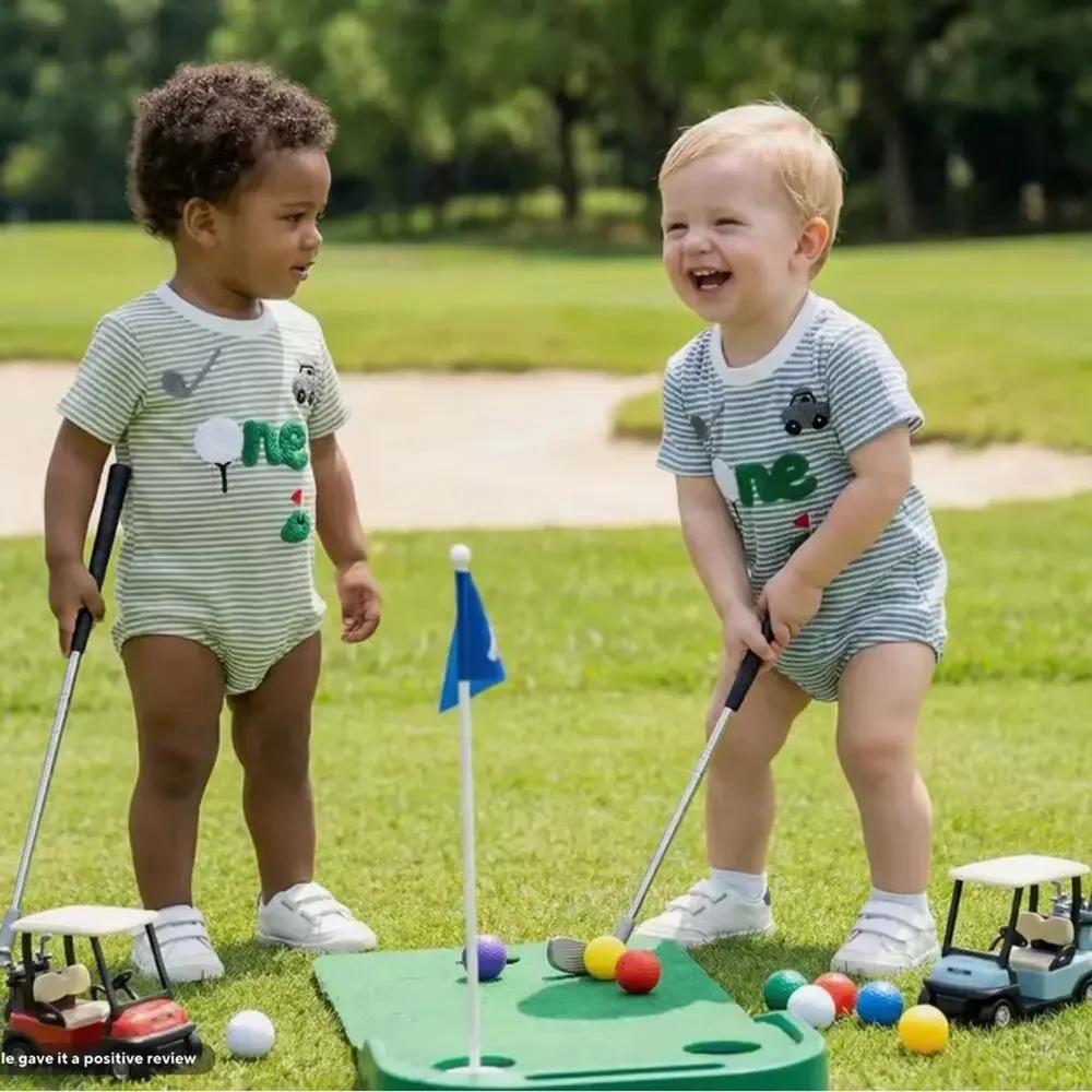 New Green Striped Golf One-Piece for Kids 6-12 months